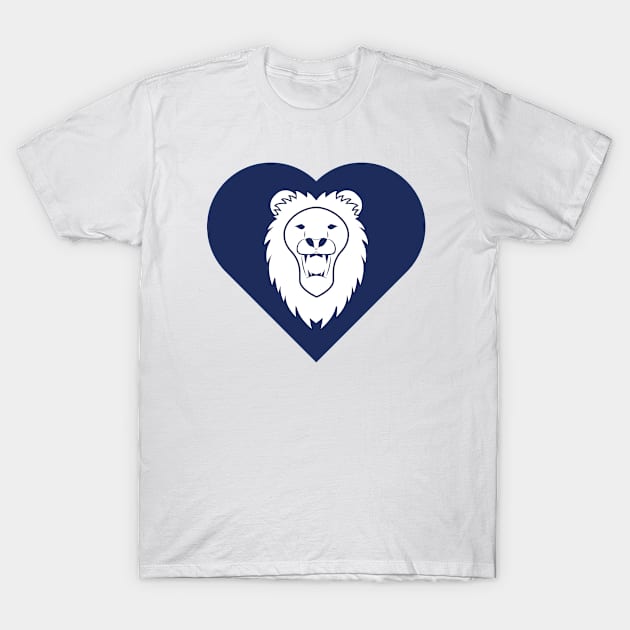 Lion Mascot Cares Navy T-Shirt by College Mascot Designs